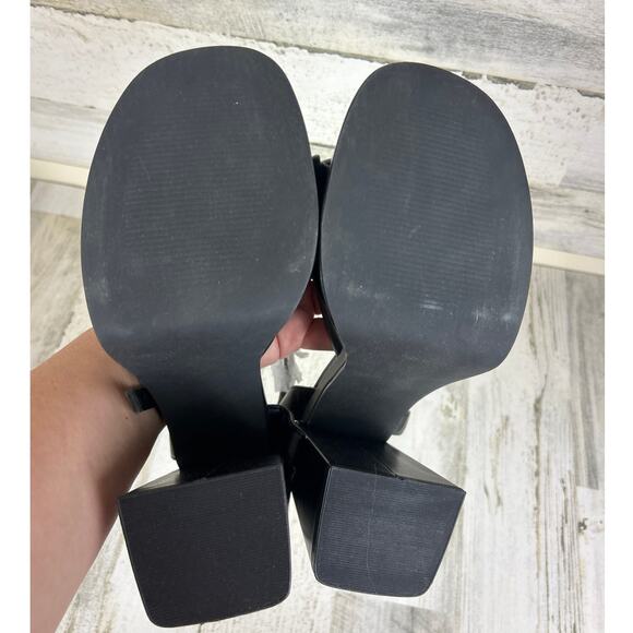 Steve Madden Womens 9.5 Black Acceptance Faux Leather Heel Platform Sandals NEW - Picture 7 of 9